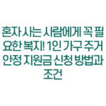 혼자 사는 사람에게 꼭 필요한 복지! 1인 가구 주거안정 지원금 신청 방법과 조건